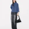 3/4 Sleeves Shirt in Poplin Cotton