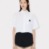 Boke Flower 2.0′ Embroidered Short Slevee Shirt in Cotton Poplin