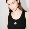 Boke Flower 2.0′ Embroidered Tank Top in Mixed Viscose