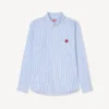 Boke Flower’ Embroidered Casual Shirt in Seersucker Cotton