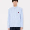 Boke Flower’ Embroidered Casual Shirt in Seersucker Cotton