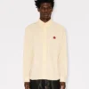 Boke Flower’ Embroidered Casual Shirt in Seersucker Cotton
