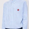 Boke Flower’ Embroidered Casual Shirt in Seersucker Cotton