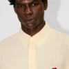 Boke Flower’ Embroidered Casual Shirt in Seersucker Cotton