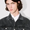Boke Flower’ Embroidered Trucker Jacket in Japanese Denim