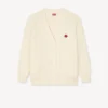 Boke Flower’ Loose Knit Cardigan in Cotton and Wool