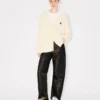 Boke Flower’ Loose Knit Cardigan in Cotton and Wool