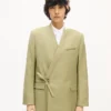 Double Breasted Kimono Tailored Jacket in Virgin Wool