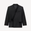 Double Breasted Tailored Kimono Jacket in Virgin Wool