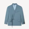 Double Breasted Tailored Kimono Jacket in Virgin Wool
