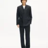 Double Breasted Tailored Kimono Jacket in Virgin Wool