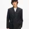 Double Breasted Tailored Kimono Jacket in Virgin Wool