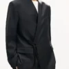 Double Breasted Tailored Kimono Jacket in Virgin Wool