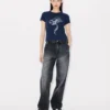 Kenzo Archive Rose’ Outlined T-Shirt in Cotton