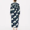 Kenzo Archive Rose’ Oversized Pleated Long Dress in Coton and Slik
