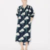 Kenzo Archive Rose’ Oversized Pleated Long Dress in Coton and Slik