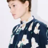 Kenzo Archive Rose’ Oversized Pleated Long Dress in Coton and Slik