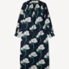 Kenzo Archive Rose’ Oversized Pleated Long Dress in Coton and Slik