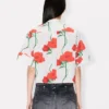 Kenzo Archive Rose’ Short Sleeve Shirt in Cotton Poplin
