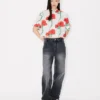 Kenzo Archive Rose’ Short Sleeve Shirt in Cotton Poplin