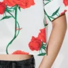 Kenzo Archive Rose’ Short Sleeve Shirt in Cotton Poplin