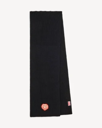 Kenzo Boke Heart’ Embroidered Scarf in Wool and Cotton