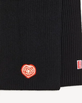 Kenzo Boke Heart’ Embroidered Scarf in Wool and Cotton
