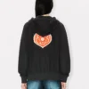 Kenzo Boke Heart’ Embroidered Zip up Hoodie in Cotton