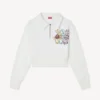 Kenzo Cartoon’ Embroidered Cropped Polo Sweatshirt in Cotton