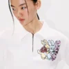 Kenzo Cartoon’ Embroidered Cropped Polo Sweatshirt in Cotton