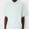 Kenzo Cartoon’ Embroidered Short Sleeve Shirt in Stone Bleach Chambray