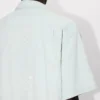 Kenzo Cartoon’ Embroidered Short Sleeve Shirt in Stone Bleach Chambray