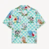Kenzo Cartoon’ Hawaiian Short Sleeve Shirt in Cotton Seersucker