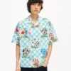 Kenzo Cartoon’ Hawaiian Short Sleeve Shirt in Cotton Seersucker