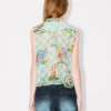 Kenzo Cartoon’ Sleeveless Top in Mixed Silk Linen