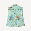 Kenzo Cartoon’ Sleeveless Top in Mixed Silk Linen