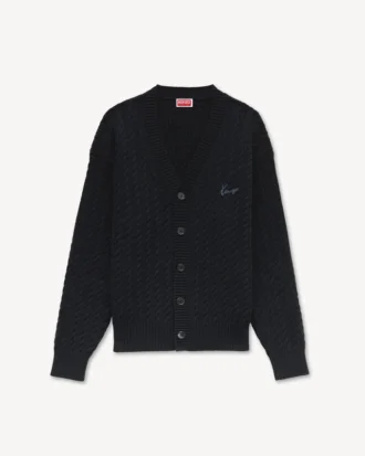 Kenzo Signature Cable’ Embroidered Knit Cardigan