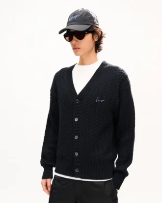 Kenzo Signature Cable’ Embroidered Knit Cardigan