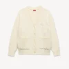 Kenzo Signature’ Embroidered Loose Knit Cardigan in Cotton Wool