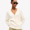 Kenzo Signature’ Embroidered Loose Knit Cardigan in Cotton Wool