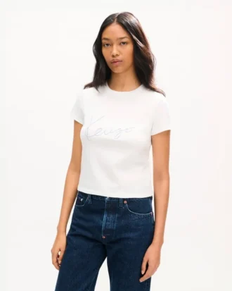 kenzo signature embroidered t shirt in cotton 2 11 330x413 - Kenzo Signature' Embroidered T-Shirt in Cotton