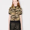 Kenzo Tiger’ Mock Neck Top in Mixed Cotton Wool