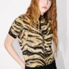 Kenzo Tiger’ Mock Neck Top in Mixed Cotton Wool