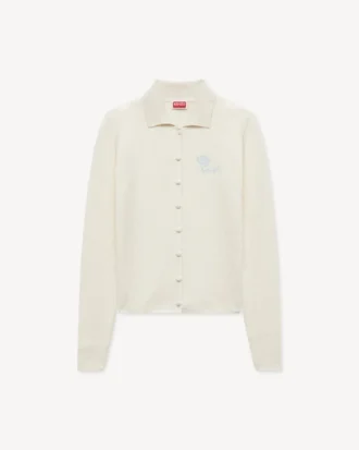 Kenzo Tulip’ Embroidered Cardigan in Spongy Cotton