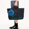 Kenzo Tulip’ Large Tote Bag in Denim-Like Twill