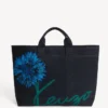 Kenzo Tulip’ Large Tote Bag in Denim-Like Twill
