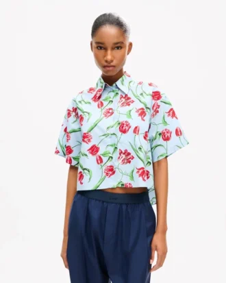 Kenzo Tulip’ Short Sleeve Shirt in Cotton Poplin