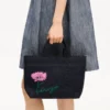 Kenzo Tulip’ Small Tote Bag in Denim-Like Twill