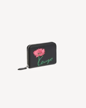 Kenzo Tulip’ Zip Wallet in Leather