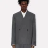 Kenzo Weave’ Adjusted Tailored Kimono Jacket in Wool Jacquard
